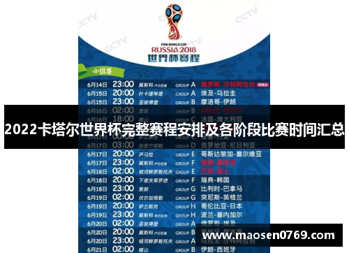 2022卡塔尔世界杯完整赛程安排及各阶段比赛时间汇总